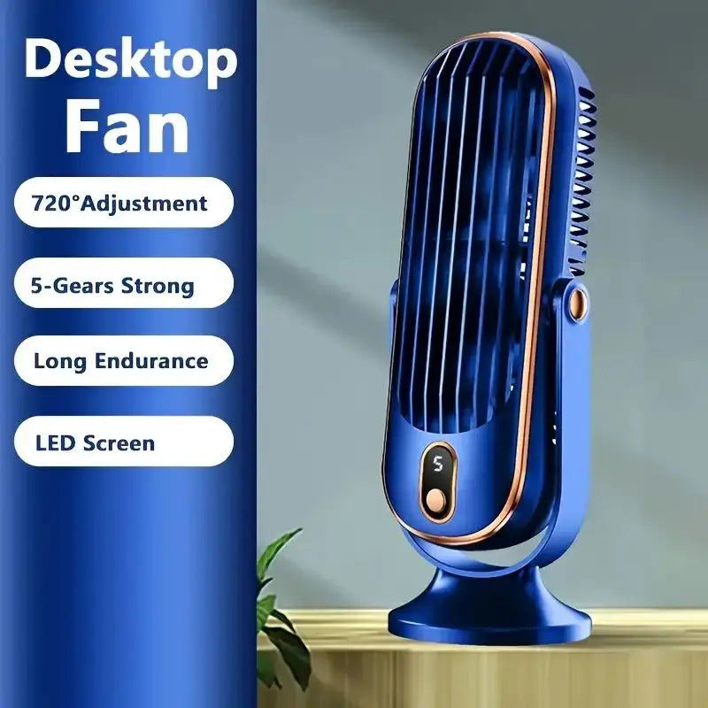 Ventilador USB Portátil |   5 Velocidades, 720 °   Ventilador Giratorio, Brisa Fresca y Silenciosa, Circulación de Aire, Uso Interior/Exterior, Ideal para el Hogar, la Oficina, Viajes