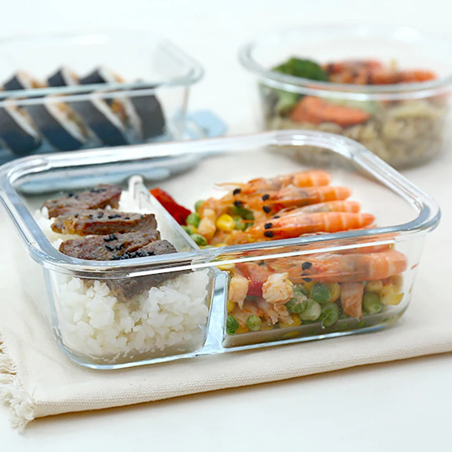 Fiambrera de vidrio, contenedores de almacenamiento de alimentos con tapas, contenedores de preparación de comidas, caja de mantenimiento fresco de vidrio, fiambreras herméticas, cajas Bento