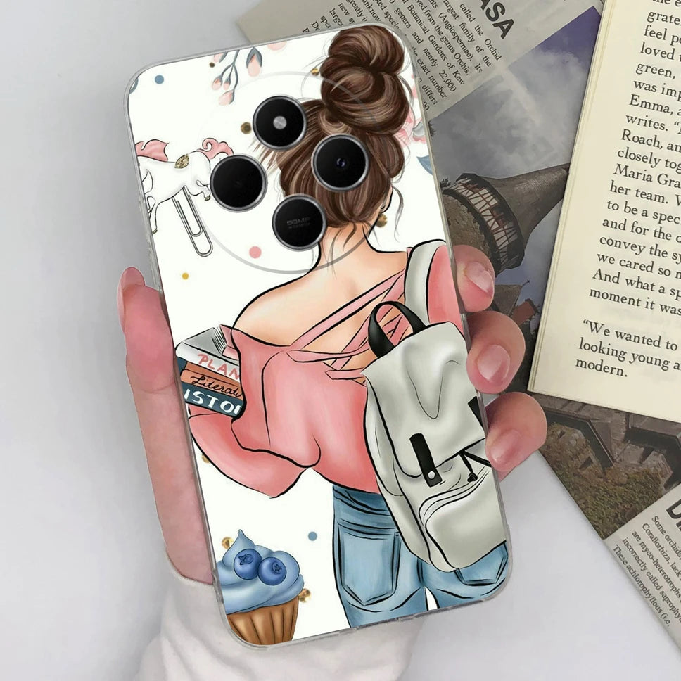 Funda de teléfono para Redmi 14C 4G, cubierta trasera creativa, transparente, suave, delgada, de silicona TPU, a prueba de golpes, protectora para Redmi14C