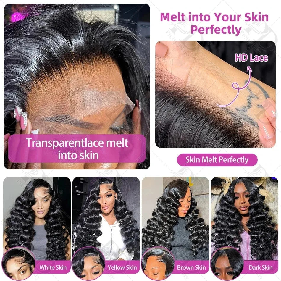 Peluca frontal de encaje HD 13x6 de 40 pulgadas con ondas sueltas y profundas, cabello humano brasileño rizado y ondulado, pre-arrancada para mujer