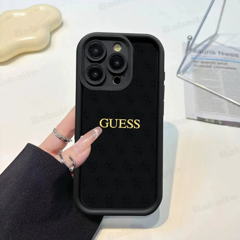 Funda de Silicona Suave para Teléfono de la Marca de Moda G-Guess para iPhone 17 16 14 13 12 11 15 Pro Max Plus Air Cover