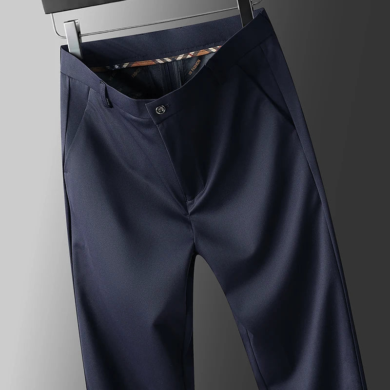 Pantalones Casuales de Negocios para Hombre con Elasticidad en Cuatro Direcciones, Pantalones de Vestir para Primavera/Otoño, Pantalones Formales, Pantalones Casuales Elásticos