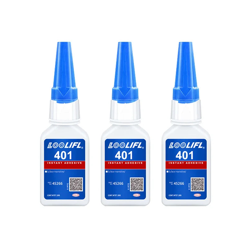 El nuevo y actualizado 401 Superhydroacrilato pegamento, 5 segundos de secado instantáneo, impermeable, buena estabilidad, herramienta de unión completa. Adecuado para madera, plástico, cerámica, metal, caucho, etc.