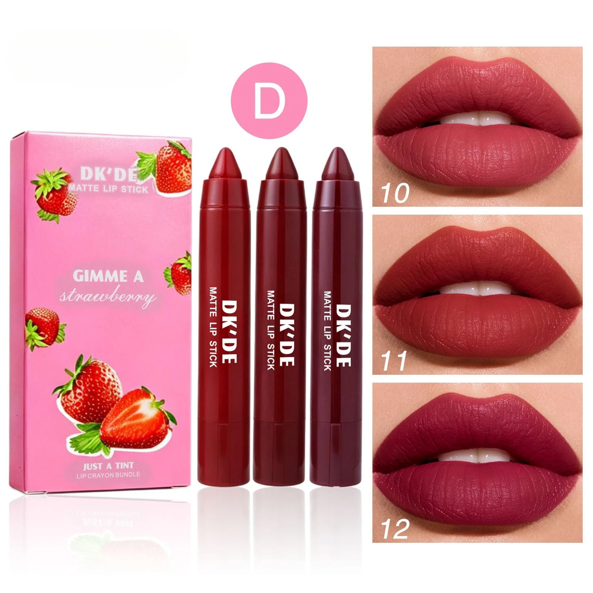 Set de Lápices Labiales de 3 Colores, Color Duradero, Resistente a la Transferencia, Apto para Todos los Estilos de Maquillaje