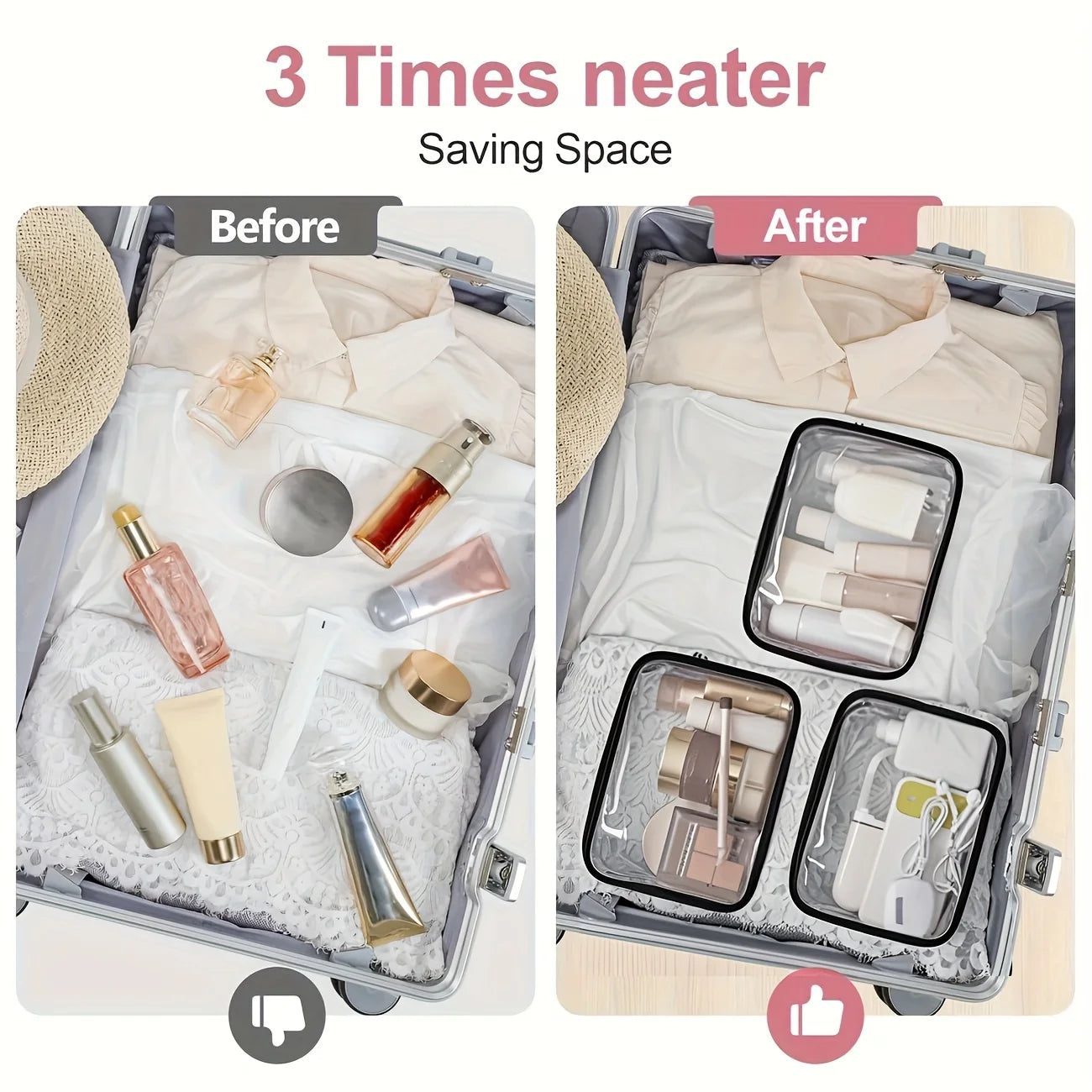 Bolsa de Cosméticos y Medicamentos para Mujer, Gran Capacidad, Organizador de Viaje, Fácil de Limpiar, Bolsa de Aseo para Uso Diario y Viajes