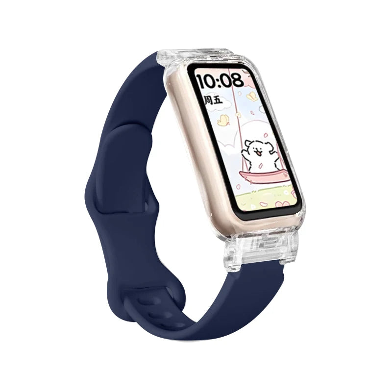 Funda transparente + correa para Huawei Band 10/9/8, accesorios, pulsera deportiva de silicona, correa para Huawei Band 10 9 NFC/8 NFC