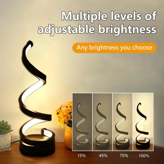 Luz LED nocturna, lámpara de mesa en espiral, lámparas de noche modernas, lámpara de noche regulable, decoración para oficina, sala de estar y dormitorio, luces nocturnas