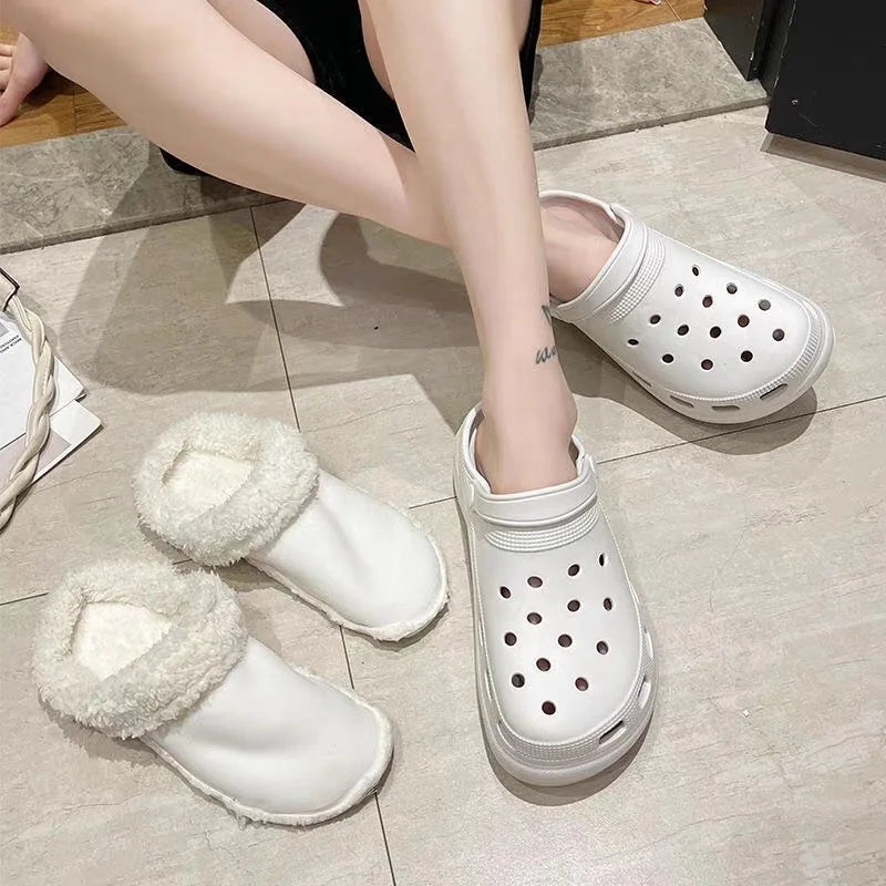 1 par de plantillas para zapatos con forro de piel cálida para invierno, plantilla de felpa Crocs para mujeres y hombres, cubiertas de zapatos, accesorios de forro de felpa extraíbles