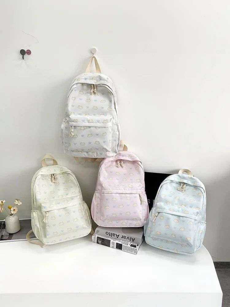 Mochila con estampado de gato de dibujos animados, mochila escolar para estudiantes de gran capacidad, bolso femenino delicado a la moda, bolsas de viaje portátiles, regalos