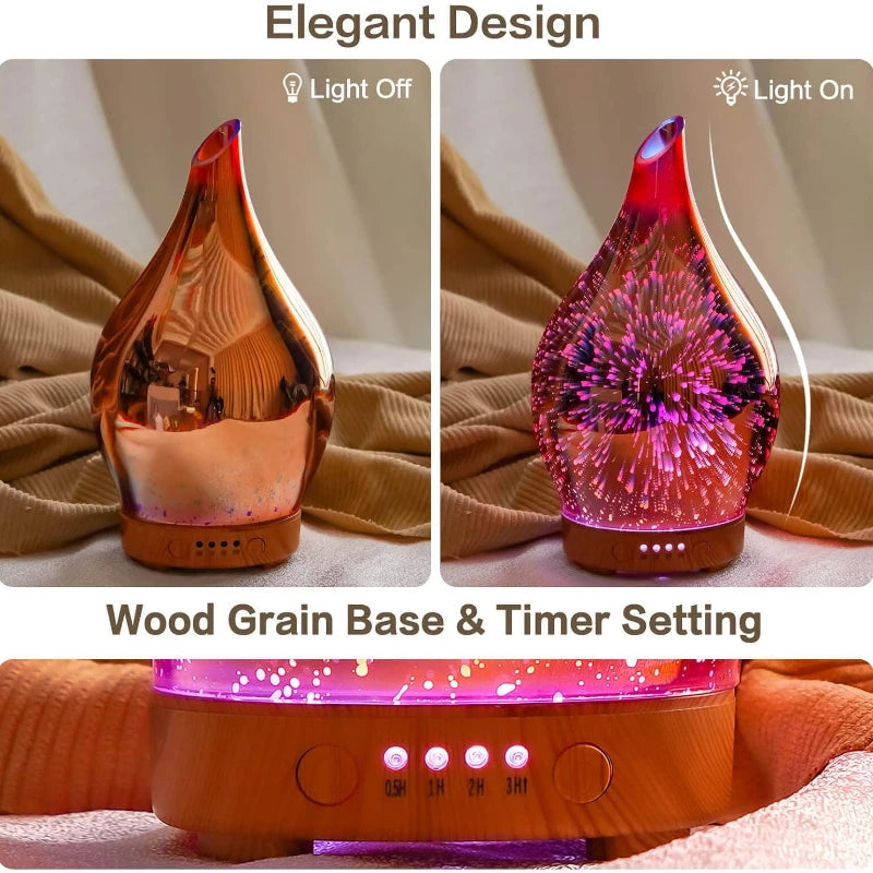 Difusor de aceites esenciales, humidificador ultrasónico de aromaterapia 3D, ajuste de temporizador de apagado automático, decoración de Aroma para regalo de oficina en casa