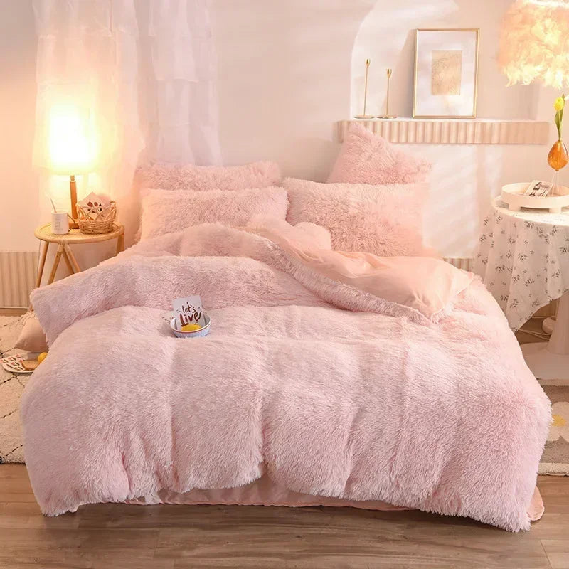 Juego de funda nórdica de felpa de lujo de 3/4 piezas: ropa de cama acogedora y suave, perfecta para el confort del dormitorio, ideal para habitaciones de invitados y dormitorio Aesth