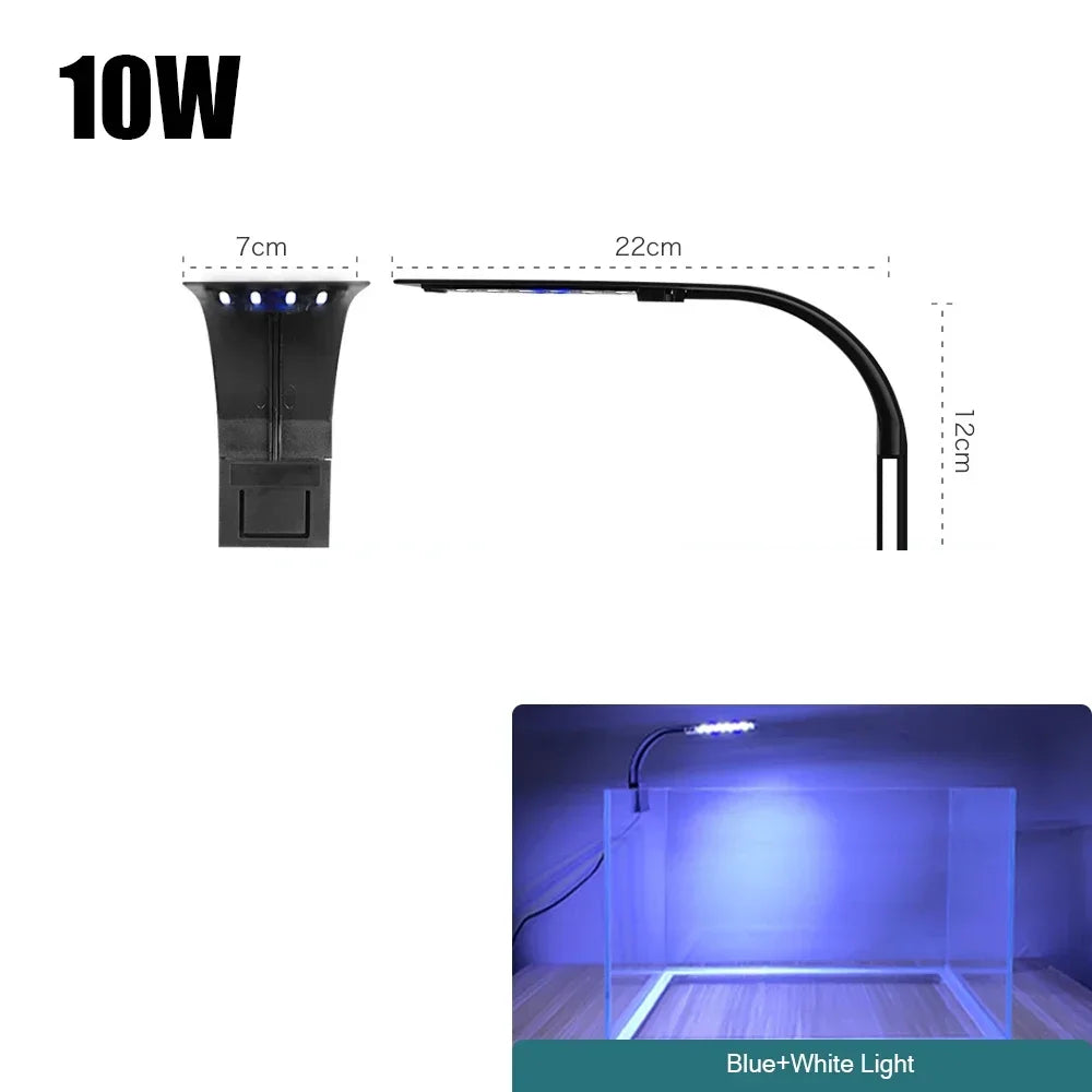 Luz LED súper delgada para acuario, iluminación para plantas, luz de cultivo de 5W/10W/15W, iluminación para plantas acuáticas, lámpara con Clip impermeable para pecera