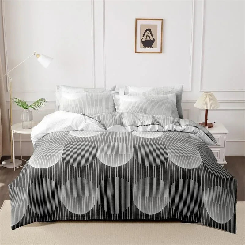 Funda nórdica cepillada estampada, funda de almohada, juego de tres piezas, funda de cama de tela respetuosa con la piel de alta calidad (sin sábana), 3 uds.