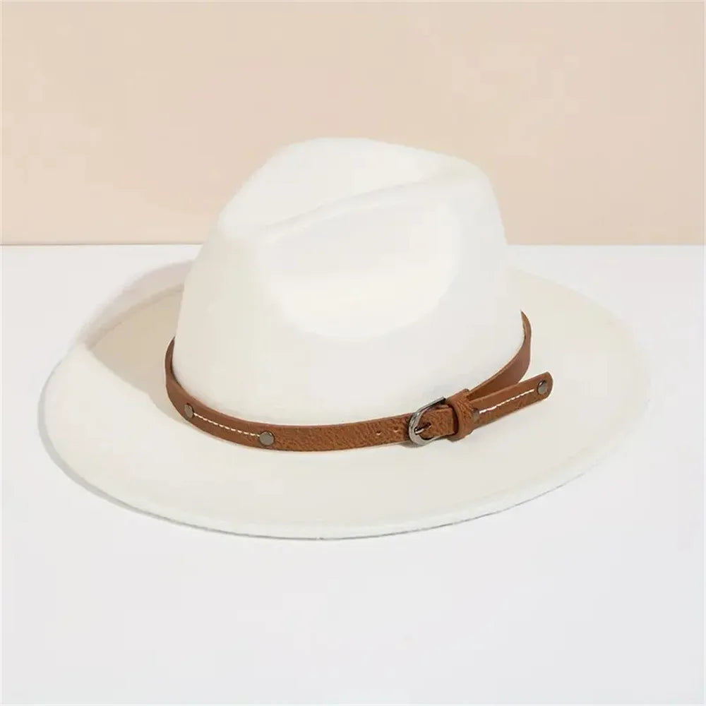 Sombrero Fedora de lana nueva para mujeres y hombres, moda de invierno y otoño, sombreros de Jazz para Iglesia, sombrero de fieltro de ala plana vikingo británico, sombreros de fieltro informales para exteriores