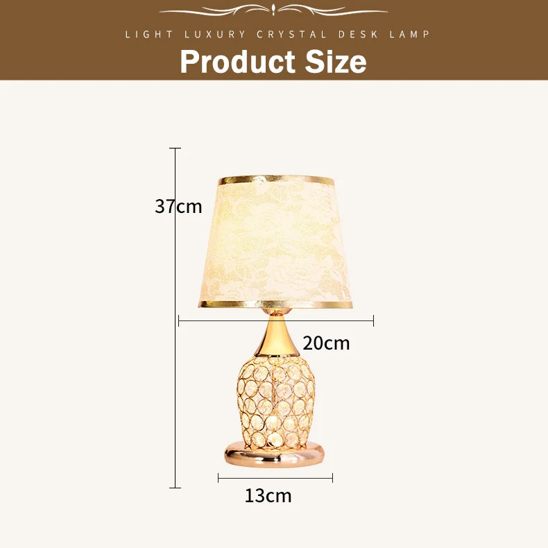Lámpara de mesa de cristal de estilo europeo Ins, lámpara de noche decorativa creativa de moda romántica cálida y moderna para dormitorio