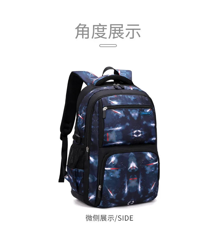 Nuevo conjunto de 3 uds de mochilas para niños, bolso escolar con patrón de cielo estrellado para estudiantes, bolso escolar impermeable con bolsa de almuerzo, estuche para lápices