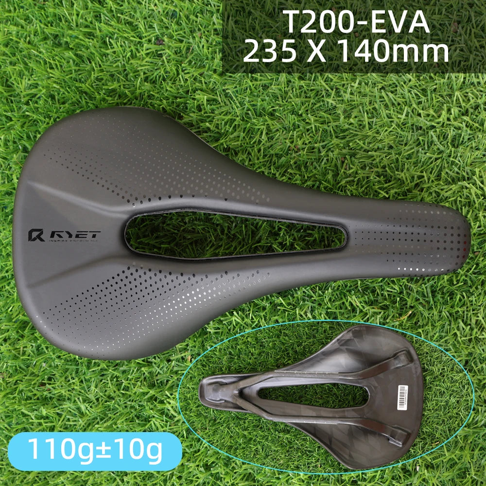 RYET-sillín de carbono para bicicleta con estampado 3D, 140mm, 142mm, superligero, para carreras de montaña, EVA, cojín para asiento de bicicleta, pieza de asiento para ciclismo