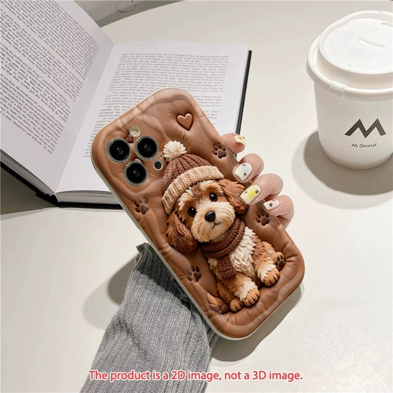 Funda de teléfono con diseño de perro marrón para iPhone 17 16 15 14 11 12 13 Pro Max Plus Mini 16/17E 17 Air, a prueba de golpes, de silicona suave.