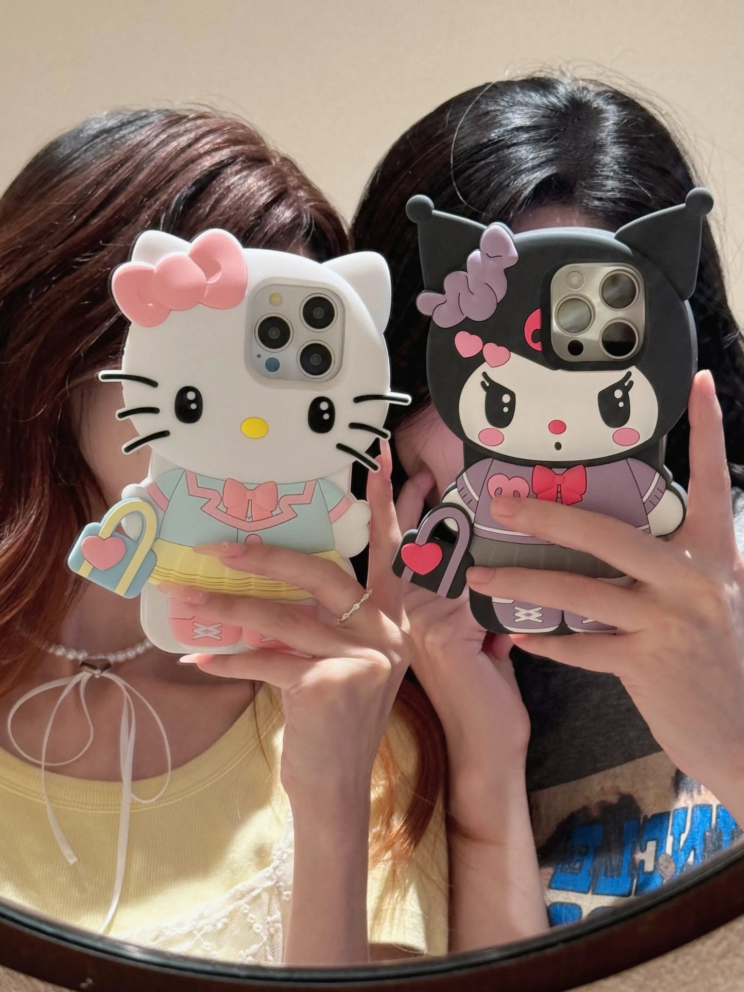 Funda de teléfono Kuromi con dibujos animados en 3D para iPhone 17 Pro17 16 15 14 13 12 11 Pro Max 16 Plus, fundas de teléfono de silicona suave a prueba de golpes