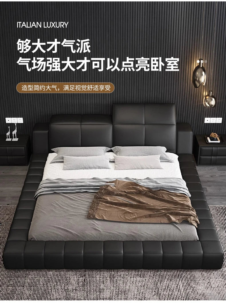 Tatami italiano de cuero Artificial de 180x200cm, cabecero alto, muebles de cama doble de lujo, juegos de cama con marco queen, muebles completos