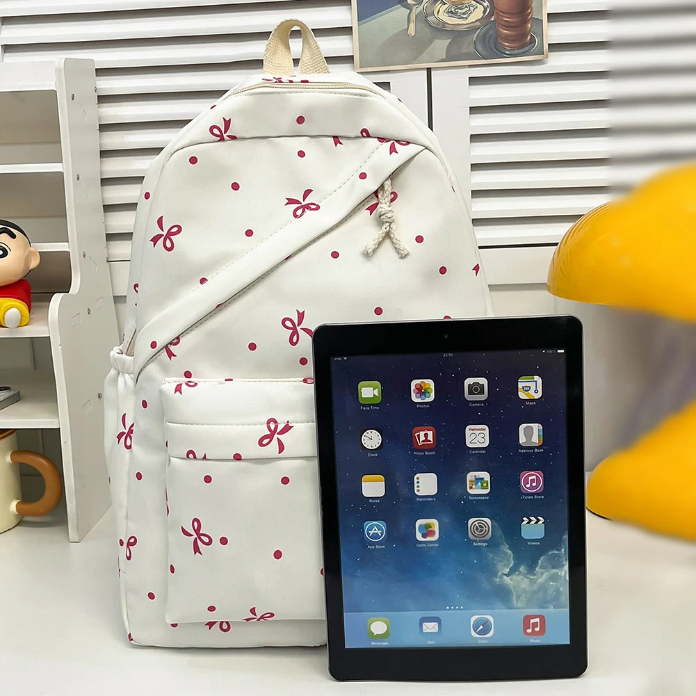 Mochila escolar universitaria con pajarita, 3 uds., con fiambrera, estuche para lápices, mochilas bonitas para niñas, conjunto de mochila escolar para chicas adolescentes