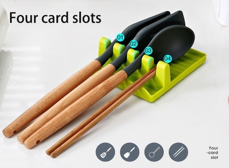 Soportes para cucharas de cocina, tenedor, espátula, estante, organizador, soporte para palillos de plástico, almohadilla antideslizante para cucharas