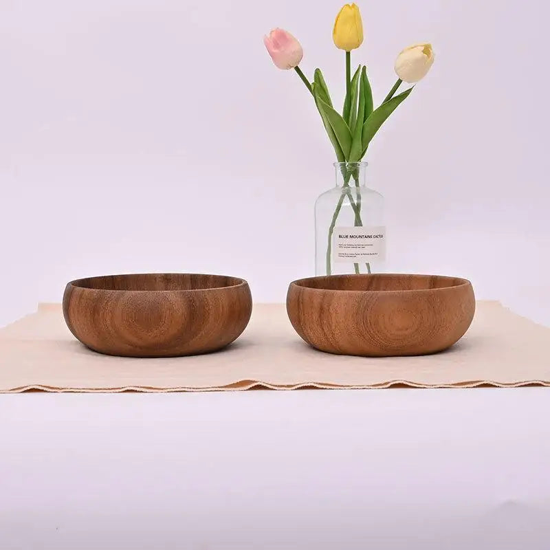 NUEVO Tazón de Madera Maciza Hecho a Mano, Vajilla de Madera para Frutas, Ensaladas, Postres y Arroz