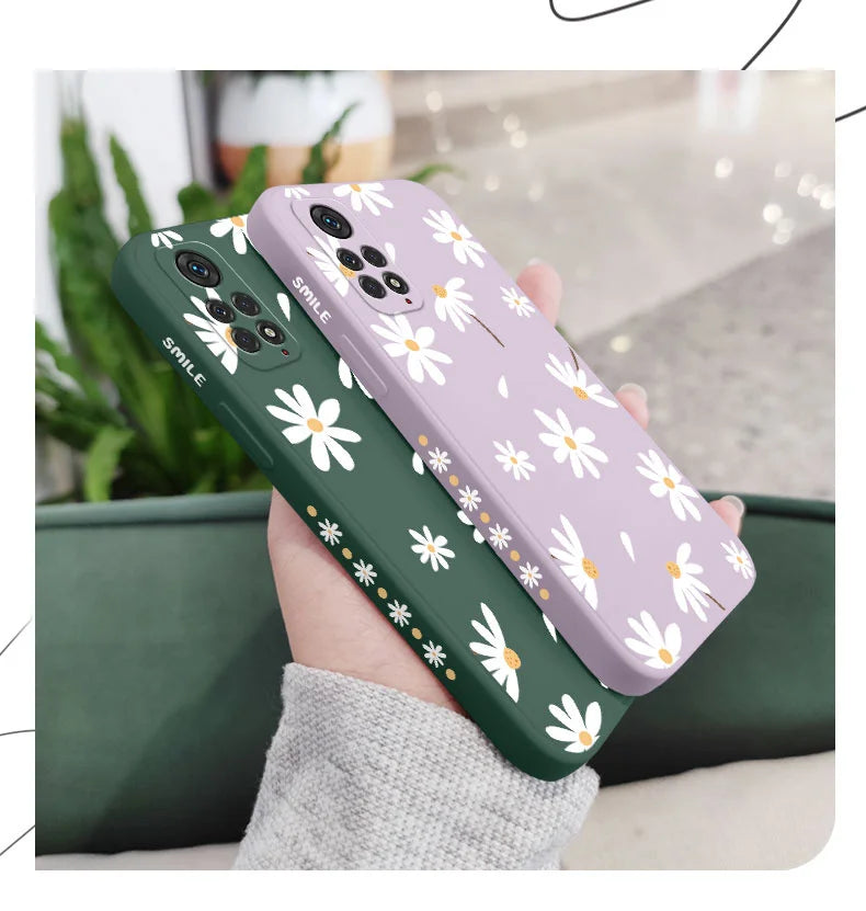 Funda de teléfono con diseño de margaritas para Xiaomi Redmi Note 14 13 12 12S 11 11S 10 10A 10T 10S 9T 9 8 7 Pro Plus 10C 4G 5G