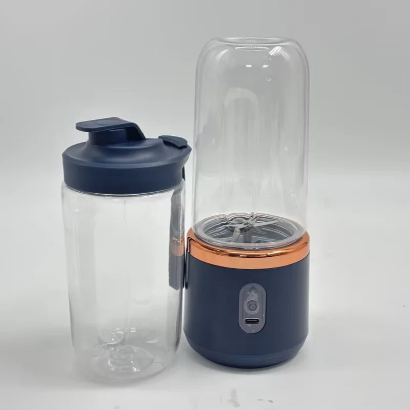 Licuadora Eléctrica Portátil de 400 ml, 2 Tazas, Mini Licuadora Multifuncional Inalámbrica para el Hogar, Recargable por USB, Vaso Mezclador Pequeño