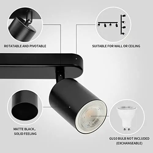 Lámpara de techo, luz de pista LED para dormitorio, pasillo, tienda, lámpara superior, bombilla GU10, iluminación de repuesto, focos LED ajustables