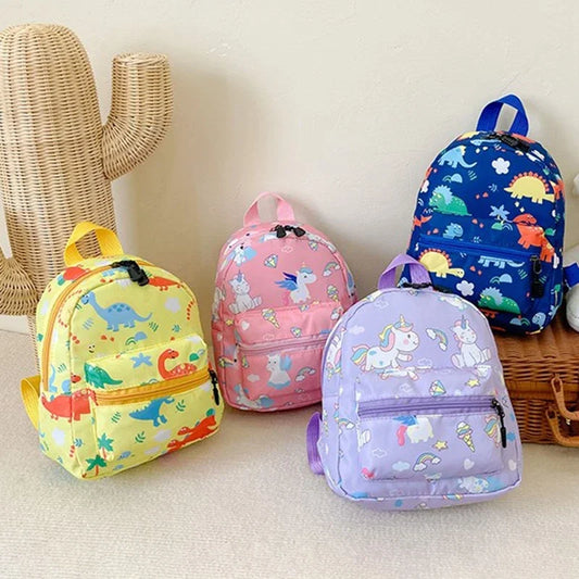 Mochila para niños con diseño de unicornio y dinosaurio de dibujos animados, bonita mochila escolar para guardería, bolsas impermeables para niños y niñas