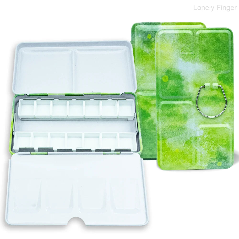 Caja de paleta de estaño de acuarela de Metal vacía con 14/26/52 Uds. Medias sartenes de acuarela vacías desmontables para paleta de acuarelas de viaje DIY