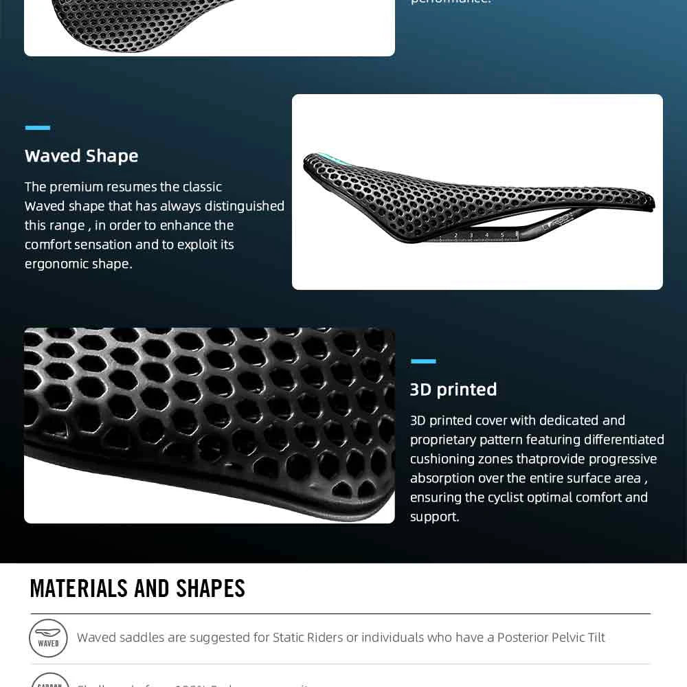 RYET-sillín de carbono para bicicleta con estampado 3D, 140mm, 142mm, superligero, para carreras de montaña, EVA, cojín para asiento de bicicleta, pieza de asiento para ciclismo