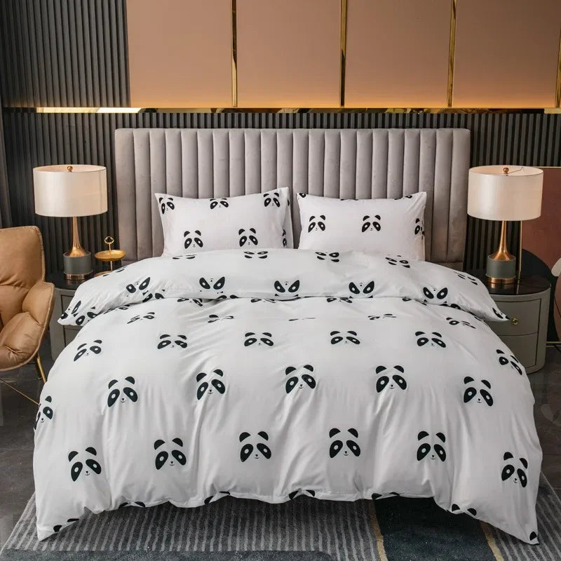 Funda nórdica cepillada estampada, funda de almohada, juego de tres piezas, funda de cama de tela respetuosa con la piel de alta calidad (sin sábana), 3 uds.