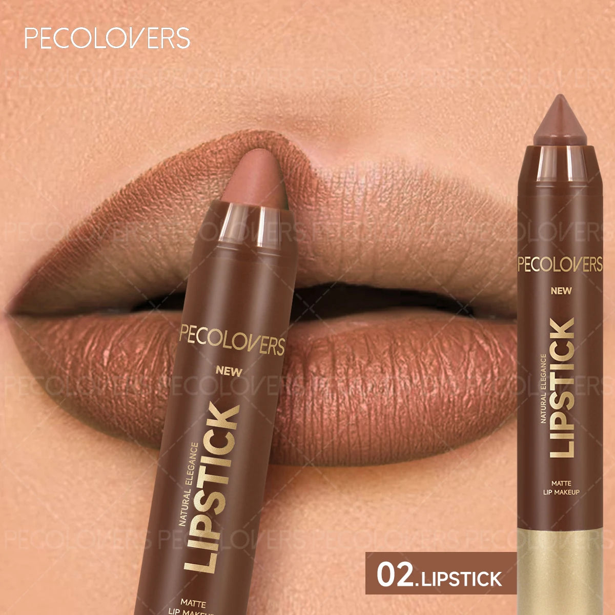 Delineador de labios y lápiz labial 2 en 1 (1 unidad): acabado mate, para definir el contorno de labios, se adapta a estilos de maquillaje de otoño e invierno