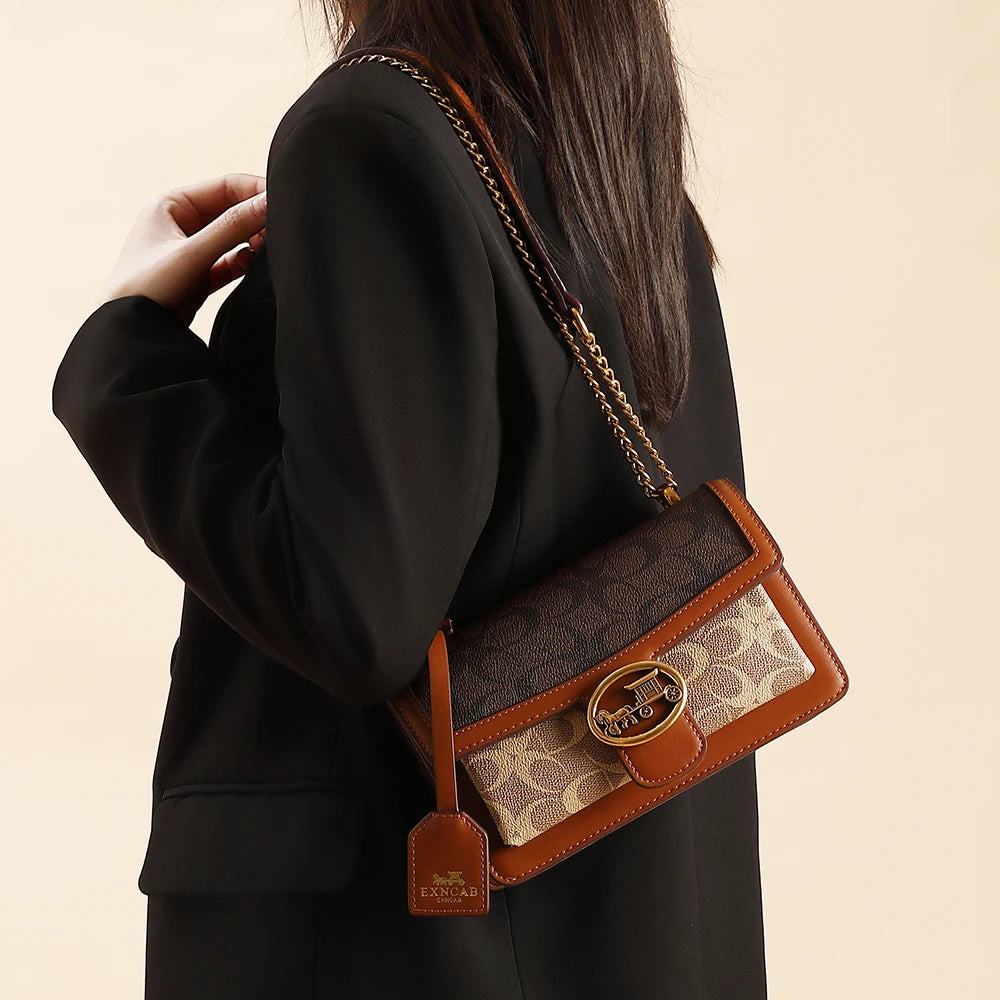 Bolso de lujo ligero para mujer 2026, nuevo bolso de hombro/axilar de alta gama con contraste de color, bandolera de diseñador a la moda, pequeño y cuadrado.