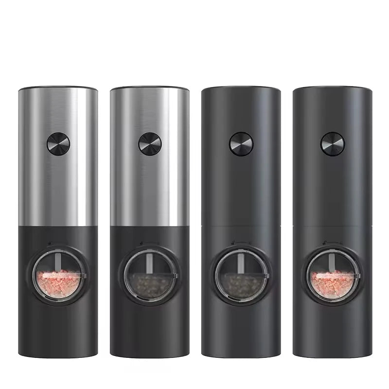Juego de Molinillos Eléctricos Automáticos de Sal y Pimienta (1/2 Piezas) con Luz LED, Molinillo de Especias Ajustable, Herramientas de Cocina