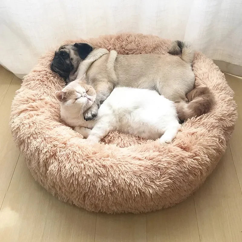 Cama redonda para mascotas de 40-90cm y 6 tamaños, cama para perros grandes, cama para gatos súper suave, casa para perros de peluche para perros medianos, casa para dormir cálido en invierno