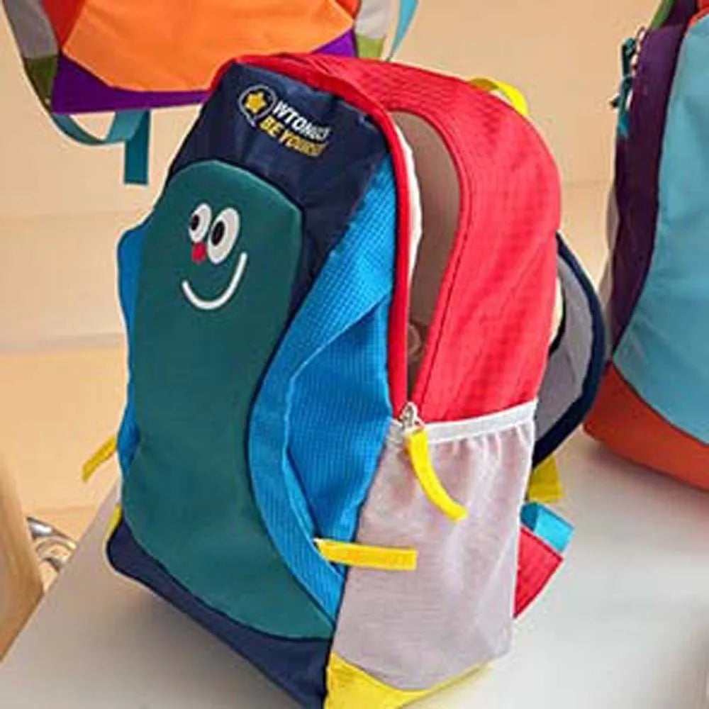 Mochila de tela Oxford para niños, mochila ergonómica con dibujos animados para guardería, mochila ligera y duradera con bloques de color para estudiantes