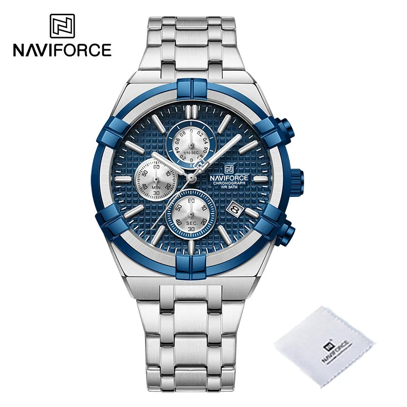 NAVIFORCE relojes originales para hombre, cronógrafo deportivo de cuarzo a la moda, reloj de pulsera para hombre Simple salvaje resistente al agua con pantalla