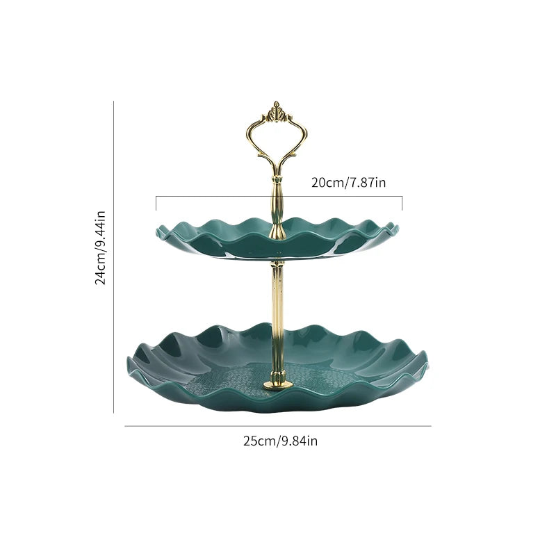 Soporte Redondo de Doble Capa para Pasteles y Dulces, Plato de Frutas para Bodas y Fiestas, Bandeja Decorativa para el Hogar, Exquisito