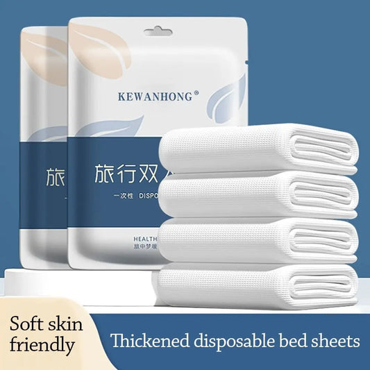 Sábana desechable de 3/4 piezas, juego de cama a prueba de suciedad, funda nórdica, funda de almohada, sábanas aislantes no tejidas gruesas para viaje