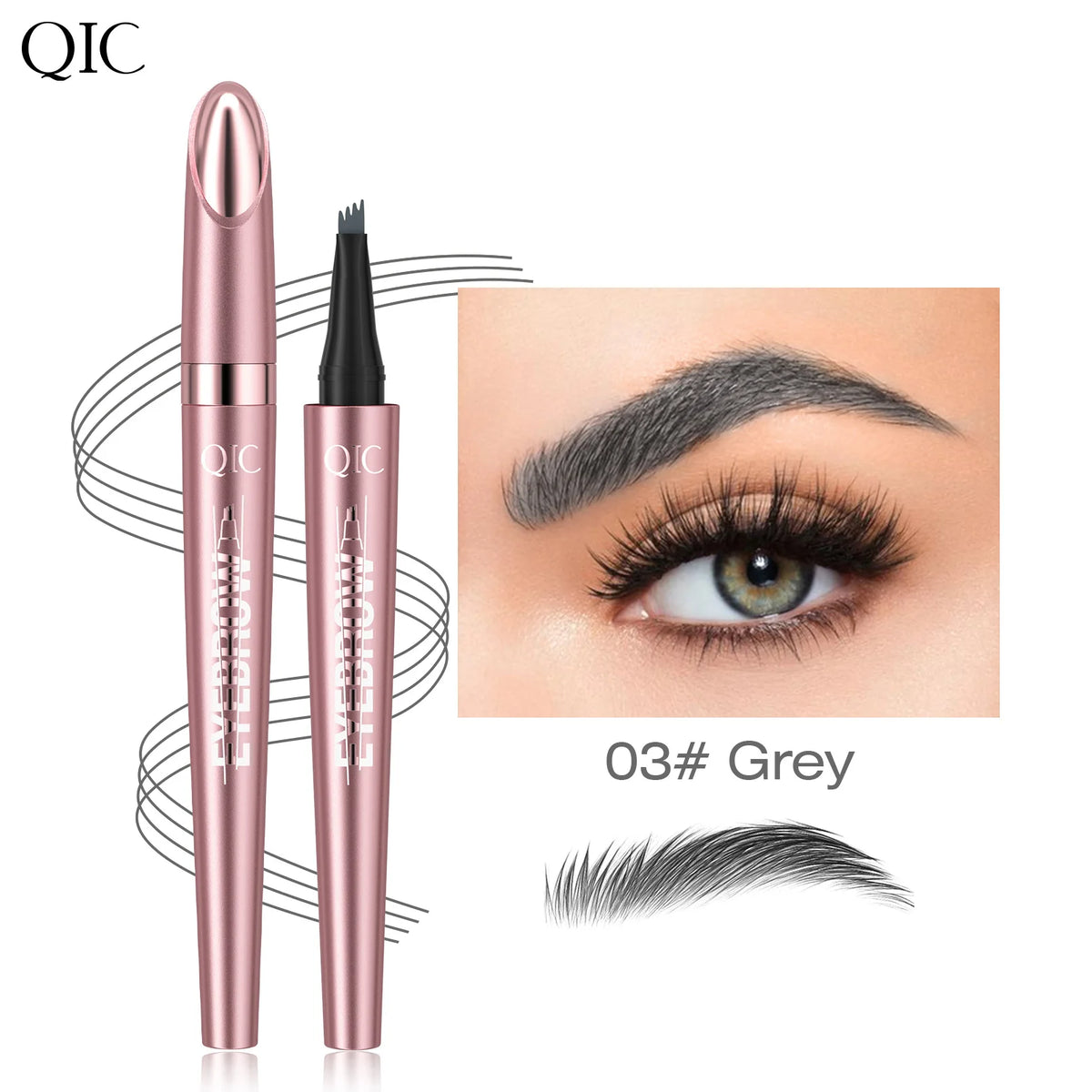 Lápiz de cejas con punta de 4 horquillas, Microblading 3D, resistente al agua, Color marrón oscuro, Color Natural, lápiz mágico para cejas de trazo fino, novedad de 2024