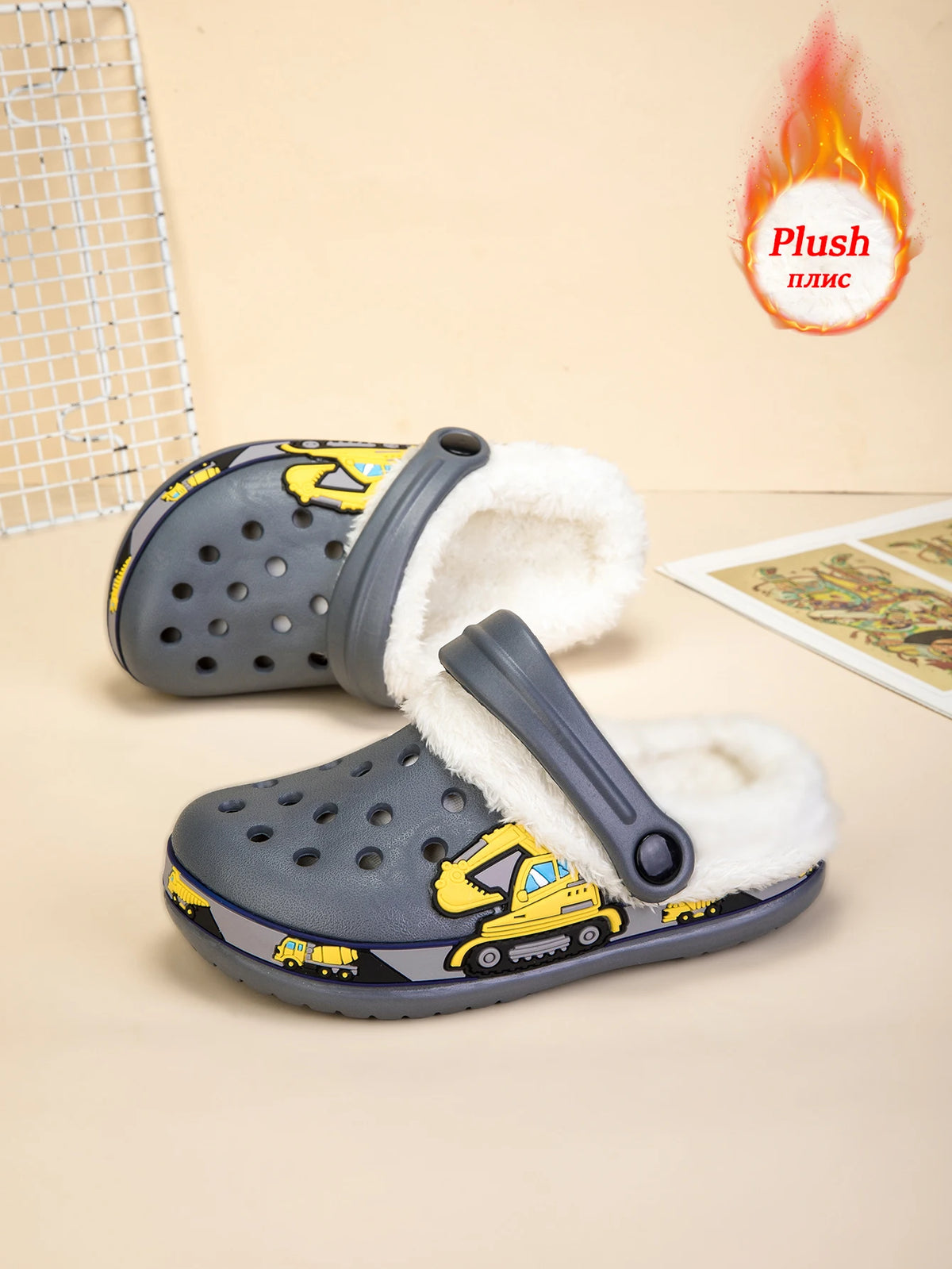 Sandalias de invierno para niños, zapatillas de piel para niños, zapatos para niñas, zuecos antideslizantes, sandalias bonitas de dibujos animados para niñas, zapatos para niños