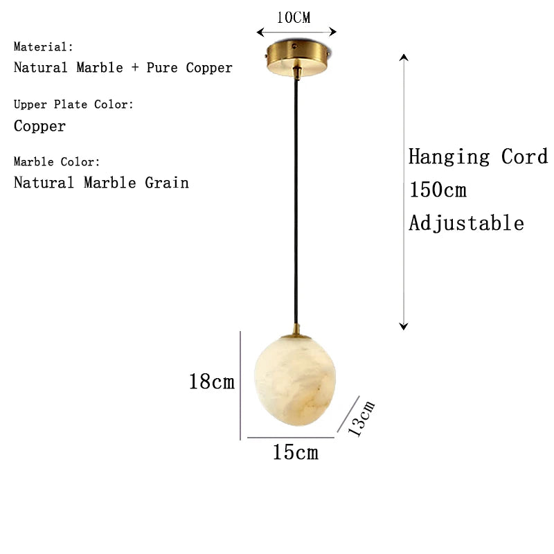 Iluminación colgante de piedra de mármol de alabastro de diseño moderno de alta gama, lámpara de decoración de escalera de isla de cocina española, lámpara de techo LED