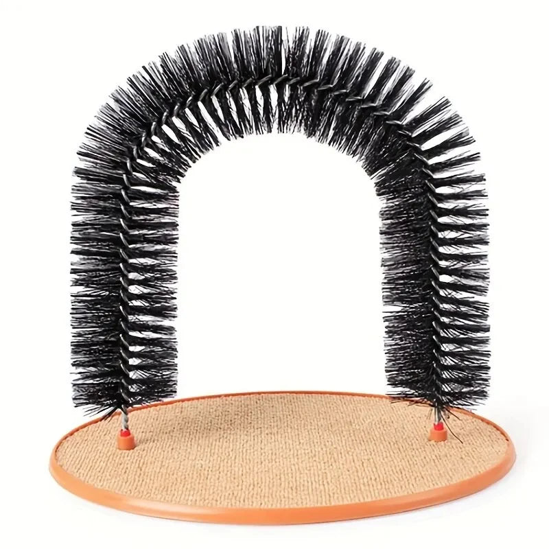 Arco de Juguete para Gatos con Cepillo de Masaje y Rascador, Juguete Interactivo para el Cuidado Felino