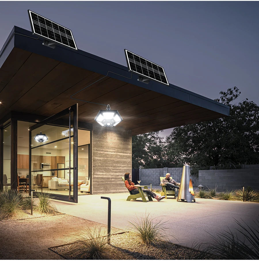 Luz Solar para cobertizo, lámpara colgante para interior y exterior, 180 LED, 1000LM, con Control remoto, para Granero, Gazebo, garaje
