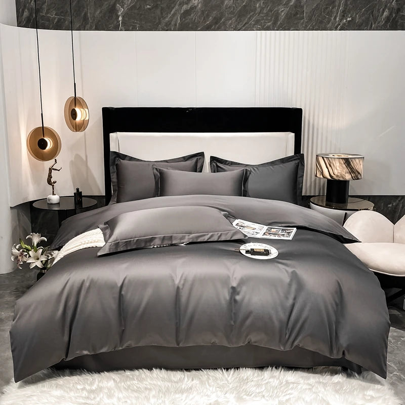 Juego de cama de lujo 100% algodón egipcio funda nórdica funda de almohada Ru Europa doble tamaño Queen King ropa de cama juegos de sábanas suaves