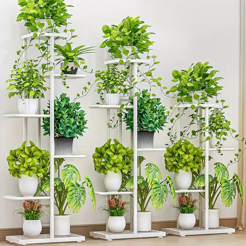 Estantes de hierro para plantas, soporte para macetas, organizador de exhibición para interiores y exteriores