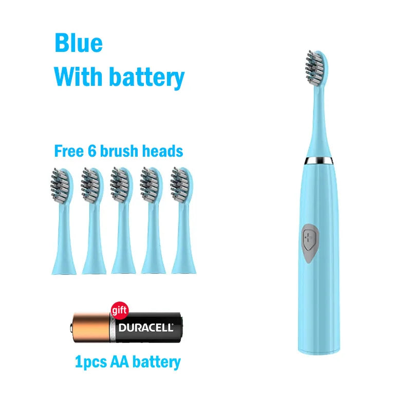Cepillo de dientes eléctrico para adultos, cerdas suaves DuPont, batería portátil, IPX7, resistente al agua, inteligente, eficaz, cuidado bucal